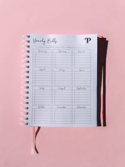 Yearly bills planner