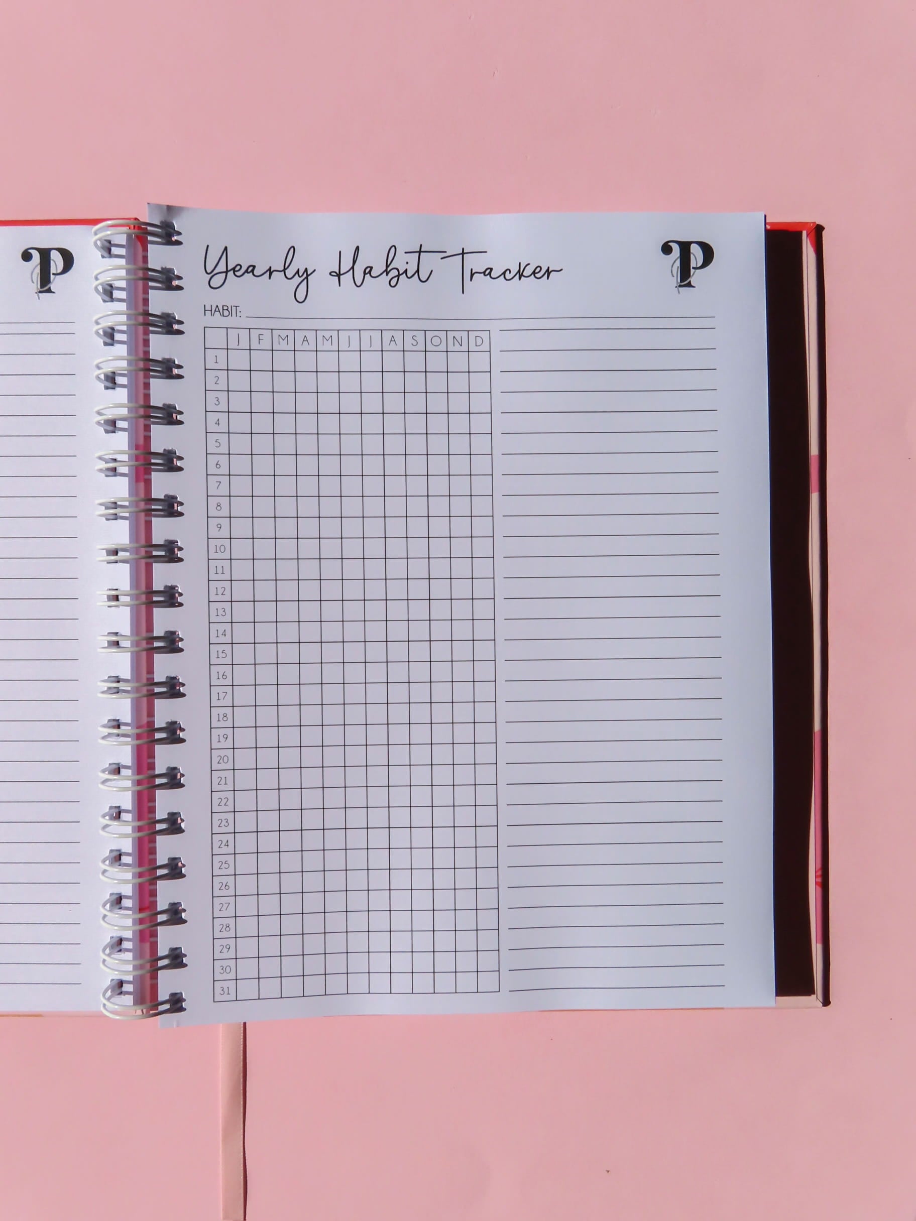 Yearly habit tracker