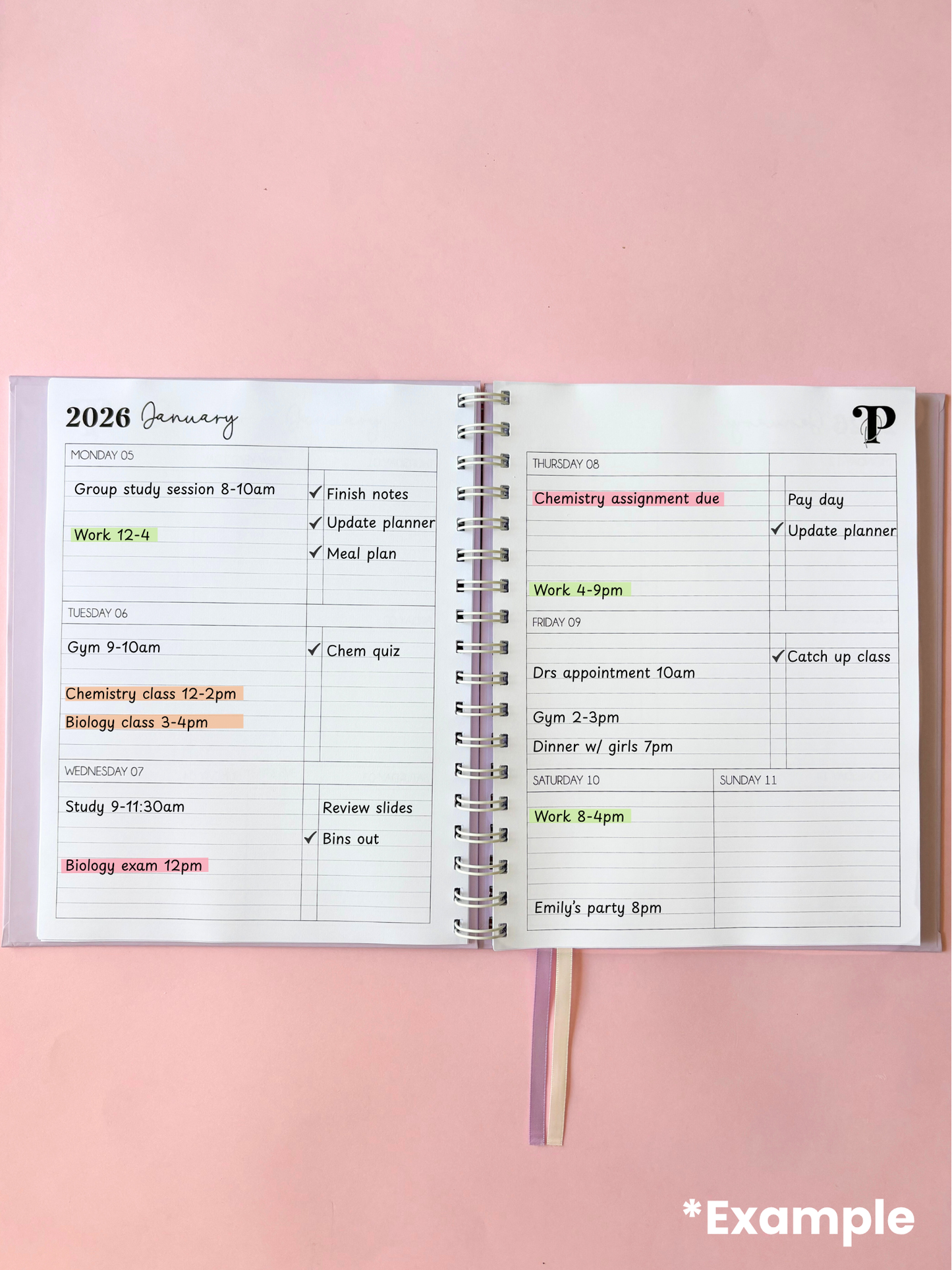 Custom Weekly Planner